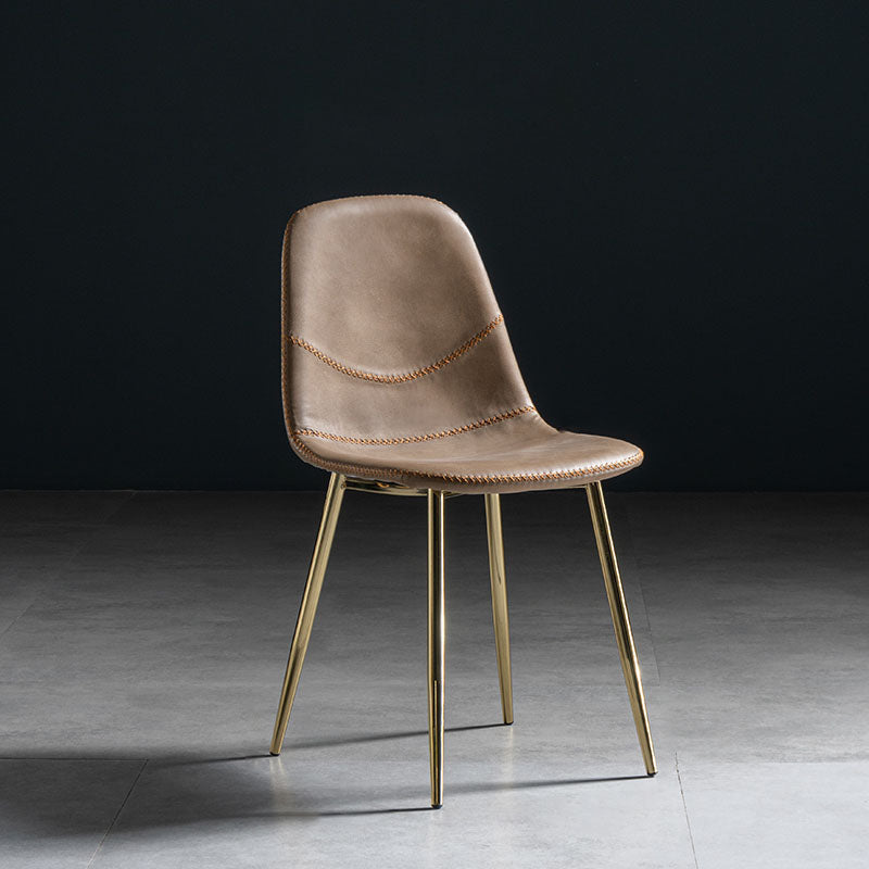 Modern Style Chair Dining Armless Chair with Metal Legs for Kitchen Khaki 1 Piece Brass Gold Clearhalo ' kitchen&dining_furn' 'Dining Chairs' 'Dining Tables & Seating' 'dining_chair' 'furn' 'furn_dining_chair' 'Furniture' 'furniture_dining_chair' 'Kitchen & Dining Furniture' 'kitchen' 4641473