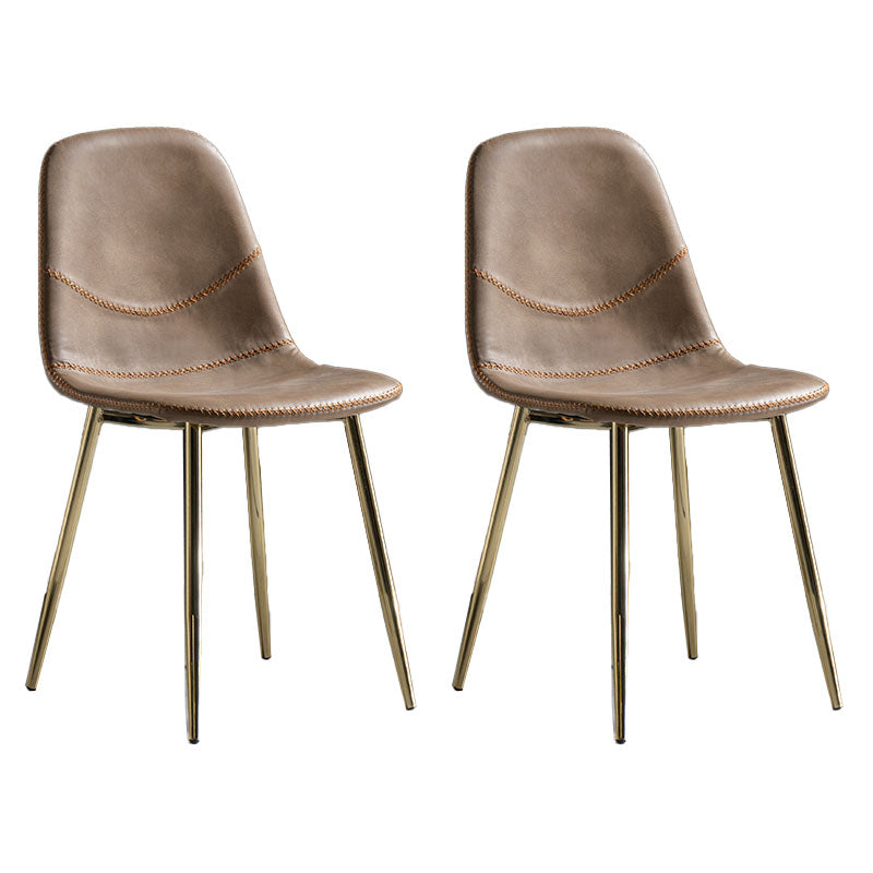 Modern Style Chair Dining Armless Chair with Metal Legs for Kitchen Khaki 2 Piece Set Brass Gold Clearhalo ' kitchen&dining_furn' 'Dining Chairs' 'Dining Tables & Seating' 'dining_chair' 'furn' 'furn_dining_chair' 'Furniture' 'furniture_dining_chair' 'Kitchen & Dining Furniture' 'kitchen' 4641474