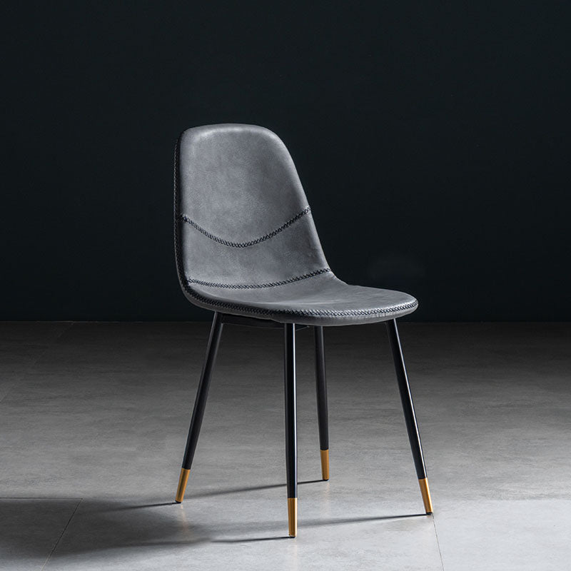 Modern Style Chair Dining Armless Chair with Metal Legs for Kitchen Black 1 Piece Black Gold Clearhalo ' kitchen&dining_furn' 'Dining Chairs' 'Dining Tables & Seating' 'dining_chair' 'furn' 'furn_dining_chair' 'Furniture' 'furniture_dining_chair' 'Kitchen & Dining Furniture' 'kitchen' 4641479