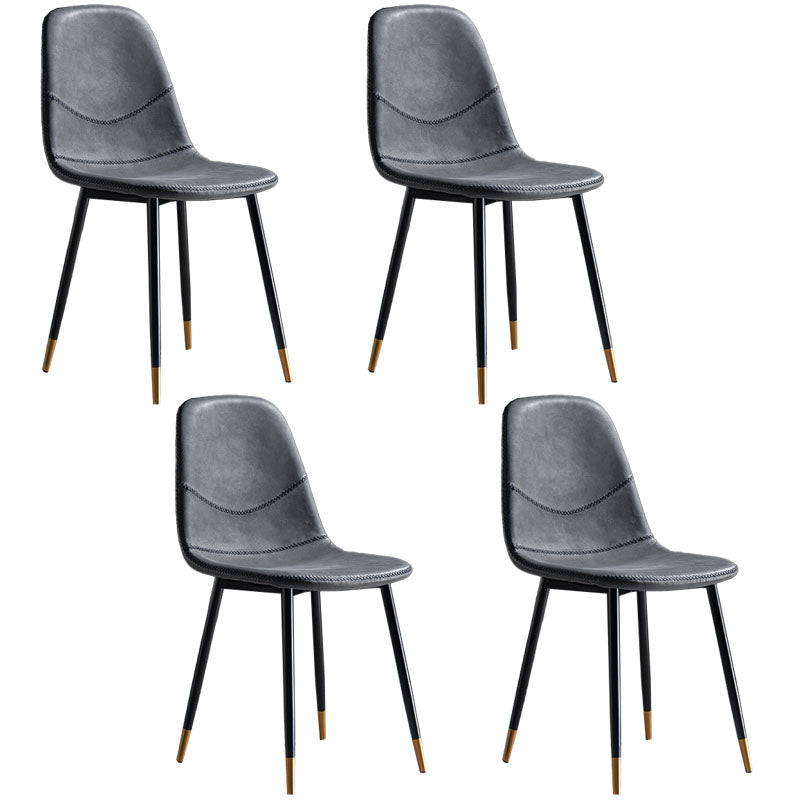 Modern Style Chair Dining Armless Chair with Metal Legs for Kitchen Black 4 Piece Set Black Gold Clearhalo ' kitchen&dining_furn' 'Dining Chairs' 'Dining Tables & Seating' 'dining_chair' 'furn' 'furn_dining_chair' 'Furniture' 'furniture_dining_chair' 'Kitchen & Dining Furniture' 'kitchen' 4641481
