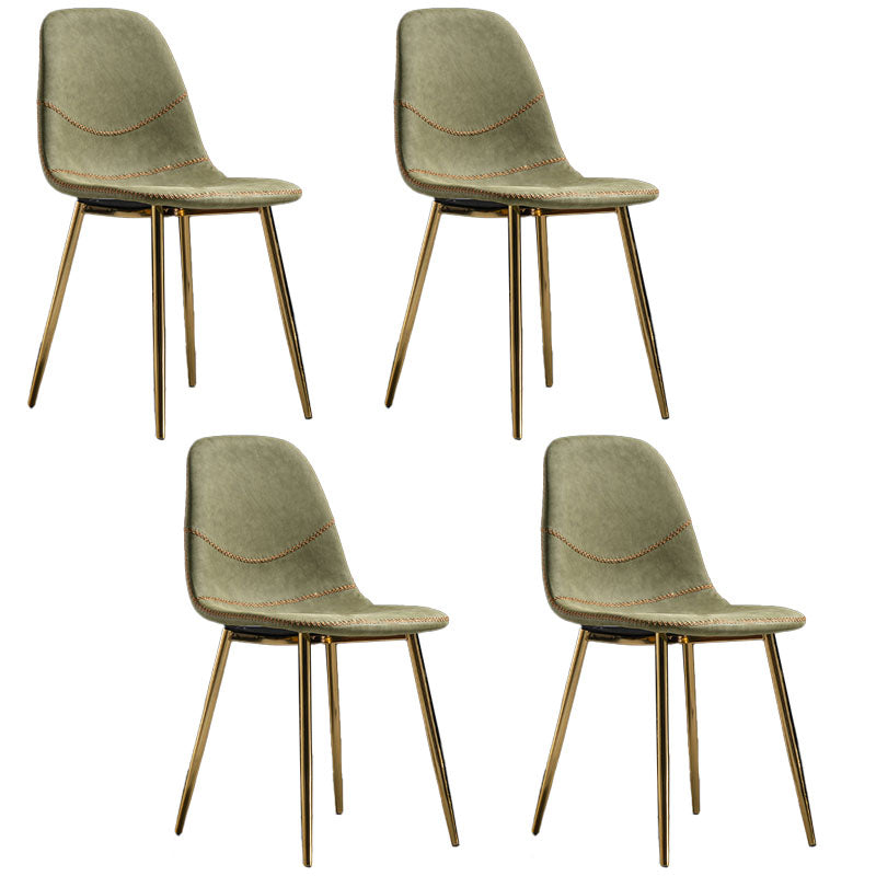 Modern Style Chair Dining Armless Chair with Metal Legs for Kitchen Green 4 Piece Set Brass Gold Clearhalo ' kitchen&dining_furn' 'Dining Chairs' 'Dining Tables & Seating' 'dining_chair' 'furn' 'furn_dining_chair' 'Furniture' 'furniture_dining_chair' 'Kitchen & Dining Furniture' 'kitchen' 4641484