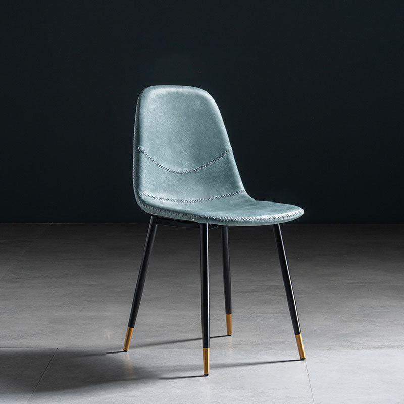 Modern Style Chair Dining Armless Chair with Metal Legs for Kitchen Blue 1 Piece Black Gold Clearhalo ' kitchen&dining_furn' 'Dining Chairs' 'Dining Tables & Seating' 'dining_chair' 'furn' 'furn_dining_chair' 'Furniture' 'furniture_dining_chair' 'Kitchen & Dining Furniture' 'kitchen' 4641485