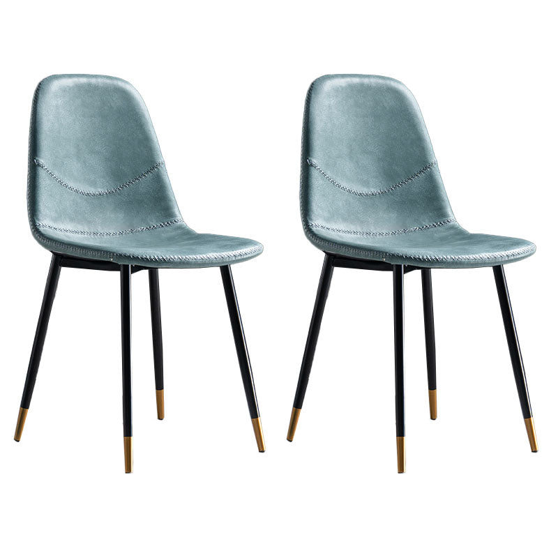 Modern Style Chair Dining Armless Chair with Metal Legs for Kitchen Blue 2 Piece Set Black Gold Clearhalo ' kitchen&dining_furn' 'Dining Chairs' 'Dining Tables & Seating' 'dining_chair' 'furn' 'furn_dining_chair' 'Furniture' 'furniture_dining_chair' 'Kitchen & Dining Furniture' 'kitchen' 4641486