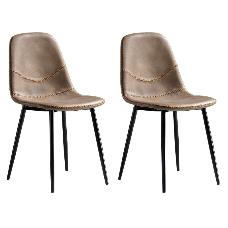 Modern Style Chair Dining Armless Chair with Metal Legs for Kitchen Khaki 2 Piece Set Black Clearhalo ' kitchen&dining_furn' 'Dining Chairs' 'Dining Tables & Seating' 'dining_chair' 'furn' 'furn_dining_chair' 'Furniture' 'furniture_dining_chair' 'Kitchen & Dining Furniture' 'kitchen' 4641489