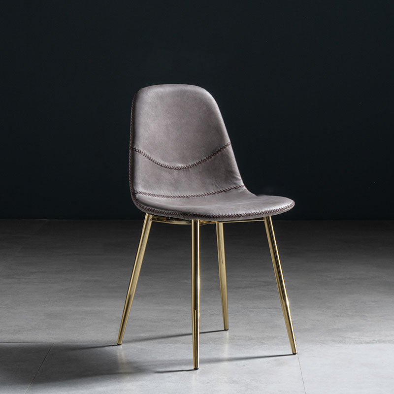 Modern Style Chair Dining Armless Chair with Metal Legs for Kitchen Gray Purple 1 Piece Brass Gold Clearhalo ' kitchen&dining_furn' 'Dining Chairs' 'Dining Tables & Seating' 'dining_chair' 'furn' 'furn_dining_chair' 'Furniture' 'furniture_dining_chair' 'Kitchen & Dining Furniture' 'kitchen' 4641491