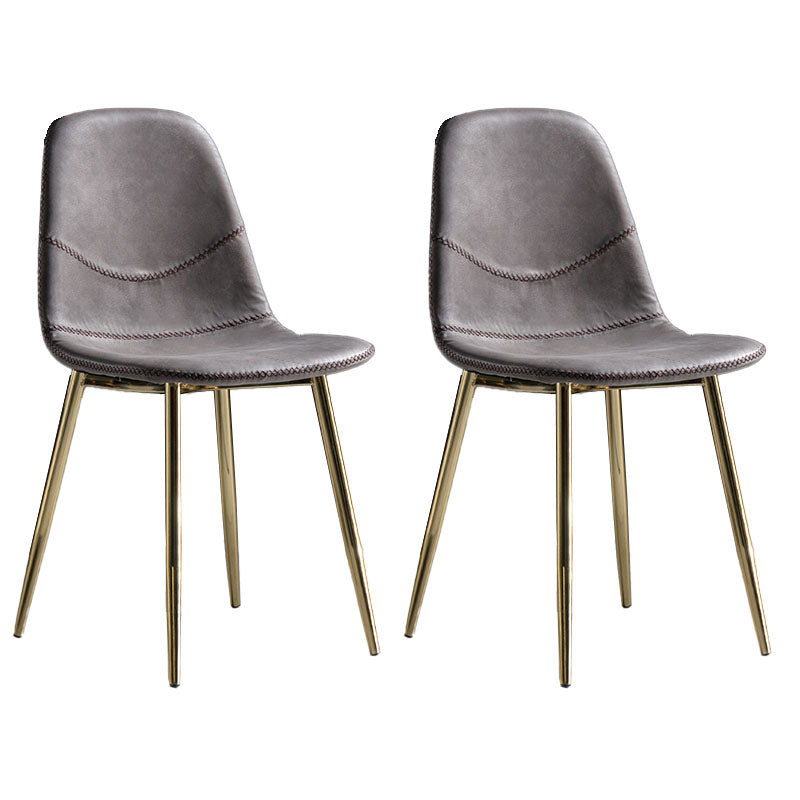 Modern Style Chair Dining Armless Chair with Metal Legs for Kitchen Gray Purple 2 Piece Set Brass Gold Clearhalo ' kitchen&dining_furn' 'Dining Chairs' 'Dining Tables & Seating' 'dining_chair' 'furn' 'furn_dining_chair' 'Furniture' 'furniture_dining_chair' 'Kitchen & Dining Furniture' 'kitchen' 4641492