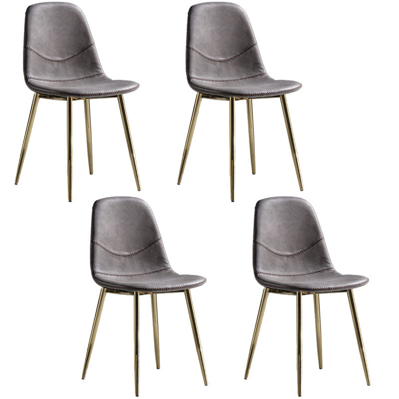 Modern Style Chair Dining Armless Chair with Metal Legs for Kitchen Gray Purple 4 Piece Set Brass Gold Clearhalo ' kitchen&dining_furn' 'Dining Chairs' 'Dining Tables & Seating' 'dining_chair' 'furn' 'furn_dining_chair' 'Furniture' 'furniture_dining_chair' 'Kitchen & Dining Furniture' 'kitchen' 4641493