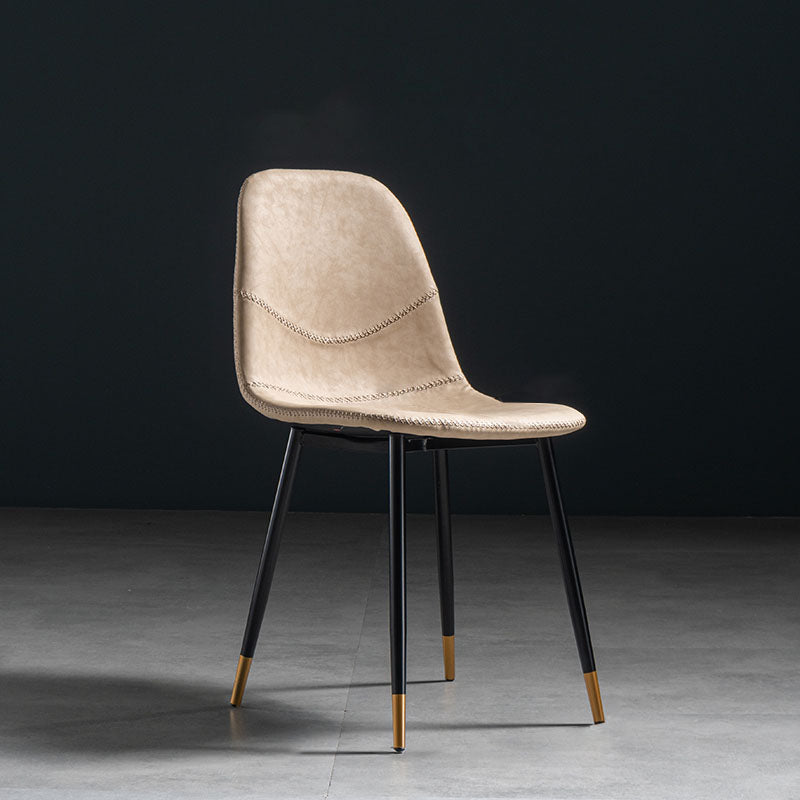 Modern Style Chair Dining Armless Chair with Metal Legs for Kitchen Apricot 1 Piece Black Gold Clearhalo ' kitchen&dining_furn' 'Dining Chairs' 'Dining Tables & Seating' 'dining_chair' 'furn' 'furn_dining_chair' 'Furniture' 'furniture_dining_chair' 'Kitchen & Dining Furniture' 'kitchen' 4641494