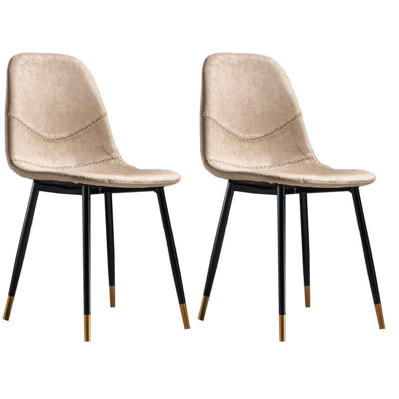 Modern Style Chair Dining Armless Chair with Metal Legs for Kitchen Apricot 2 Piece Set Black Gold Clearhalo ' kitchen&dining_furn' 'Dining Chairs' 'Dining Tables & Seating' 'dining_chair' 'furn' 'furn_dining_chair' 'Furniture' 'furniture_dining_chair' 'Kitchen & Dining Furniture' 'kitchen' 4641495