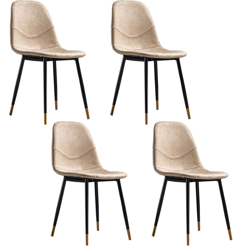 Modern Style Chair Dining Armless Chair with Metal Legs for Kitchen Apricot 4 Piece Set Black Gold Clearhalo ' kitchen&dining_furn' 'Dining Chairs' 'Dining Tables & Seating' 'dining_chair' 'furn' 'furn_dining_chair' 'Furniture' 'furniture_dining_chair' 'Kitchen & Dining Furniture' 'kitchen' 4641496