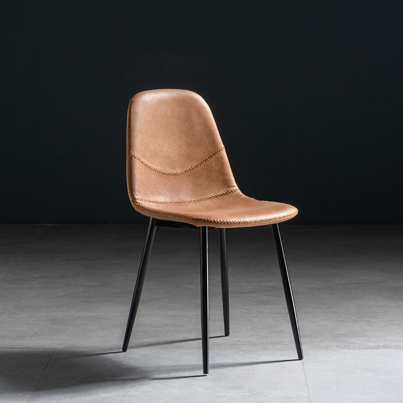 Modern Style Chair Dining Armless Chair with Metal Legs for Kitchen Orange 1 Piece Black Clearhalo ' kitchen&dining_furn' 'Dining Chairs' 'Dining Tables & Seating' 'dining_chair' 'furn' 'furn_dining_chair' 'Furniture' 'furniture_dining_chair' 'Kitchen & Dining Furniture' 'kitchen' 4641497