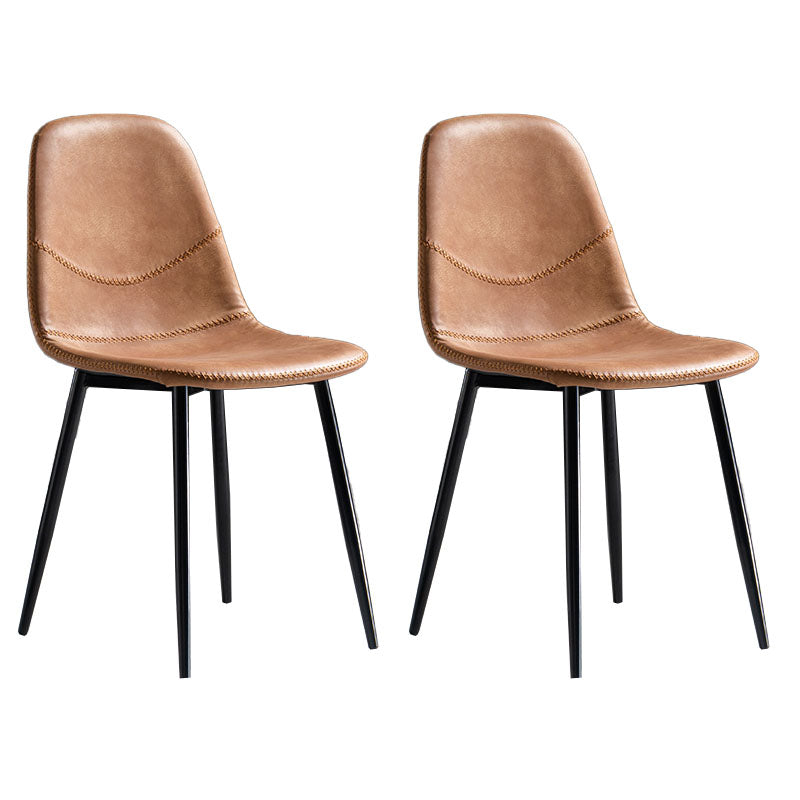 Modern Style Chair Dining Armless Chair with Metal Legs for Kitchen Orange 2 Piece Set Black Clearhalo ' kitchen&dining_furn' 'Dining Chairs' 'Dining Tables & Seating' 'dining_chair' 'furn' 'furn_dining_chair' 'Furniture' 'furniture_dining_chair' 'Kitchen & Dining Furniture' 'kitchen' 4641498