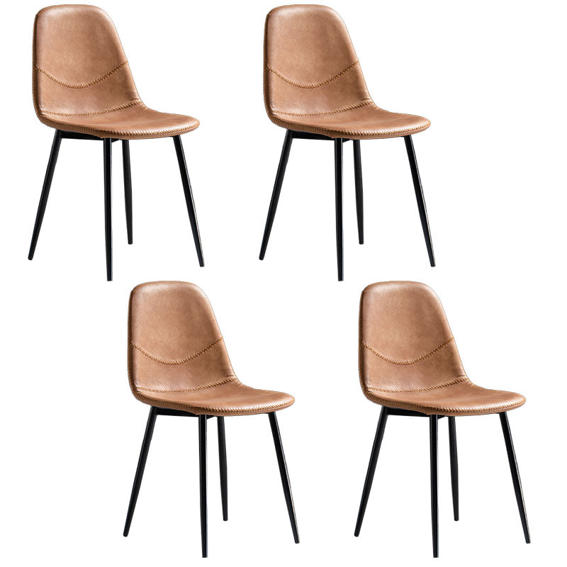 Modern Style Chair Dining Armless Chair with Metal Legs for Kitchen Orange 4 Piece Set Black Clearhalo ' kitchen&dining_furn' 'Dining Chairs' 'Dining Tables & Seating' 'dining_chair' 'furn' 'furn_dining_chair' 'Furniture' 'furniture_dining_chair' 'Kitchen & Dining Furniture' 'kitchen' 4641499
