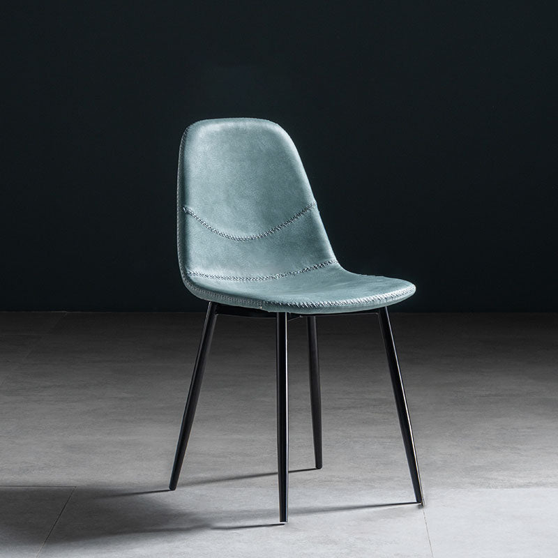 Modern Style Chair Dining Armless Chair with Metal Legs for Kitchen Blue 1 Piece Black Clearhalo ' kitchen&dining_furn' 'Dining Chairs' 'Dining Tables & Seating' 'dining_chair' 'furn' 'furn_dining_chair' 'Furniture' 'furniture_dining_chair' 'Kitchen & Dining Furniture' 'kitchen' 4641500