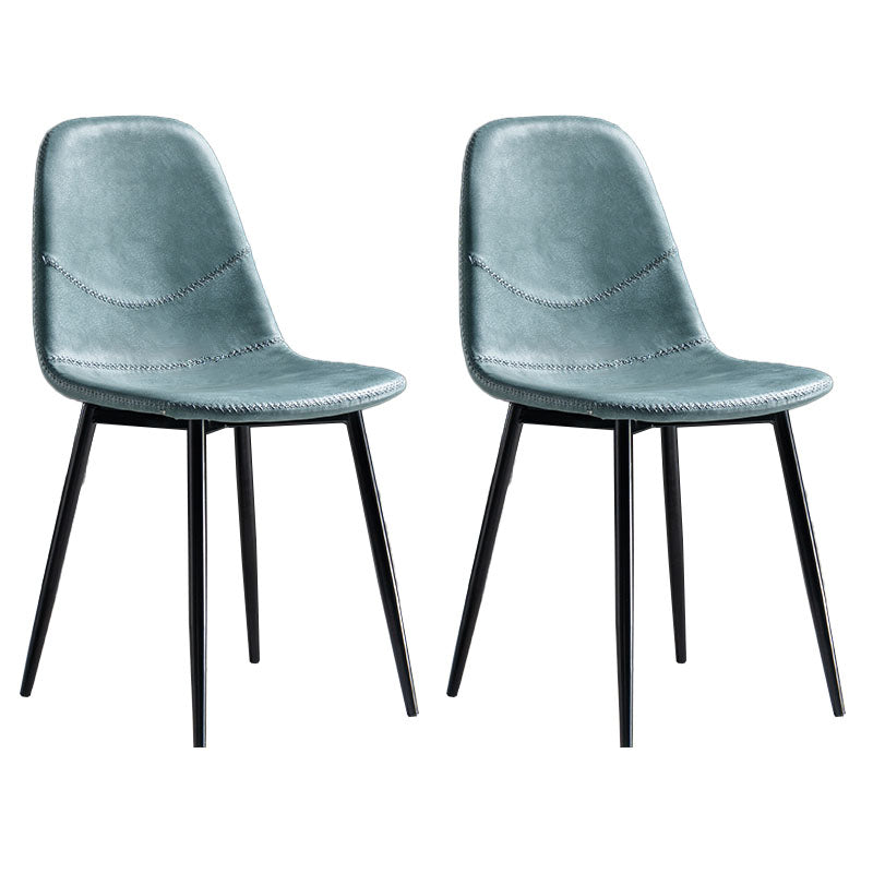 Modern Style Chair Dining Armless Chair with Metal Legs for Kitchen Blue 2 Piece Set Black Clearhalo ' kitchen&dining_furn' 'Dining Chairs' 'Dining Tables & Seating' 'dining_chair' 'furn' 'furn_dining_chair' 'Furniture' 'furniture_dining_chair' 'Kitchen & Dining Furniture' 'kitchen' 4641501