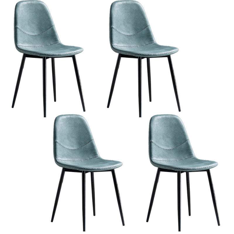 Modern Style Chair Dining Armless Chair with Metal Legs for Kitchen Blue 4 Piece Set Black Clearhalo ' kitchen&dining_furn' 'Dining Chairs' 'Dining Tables & Seating' 'dining_chair' 'furn' 'furn_dining_chair' 'Furniture' 'furniture_dining_chair' 'Kitchen & Dining Furniture' 'kitchen' 4641502