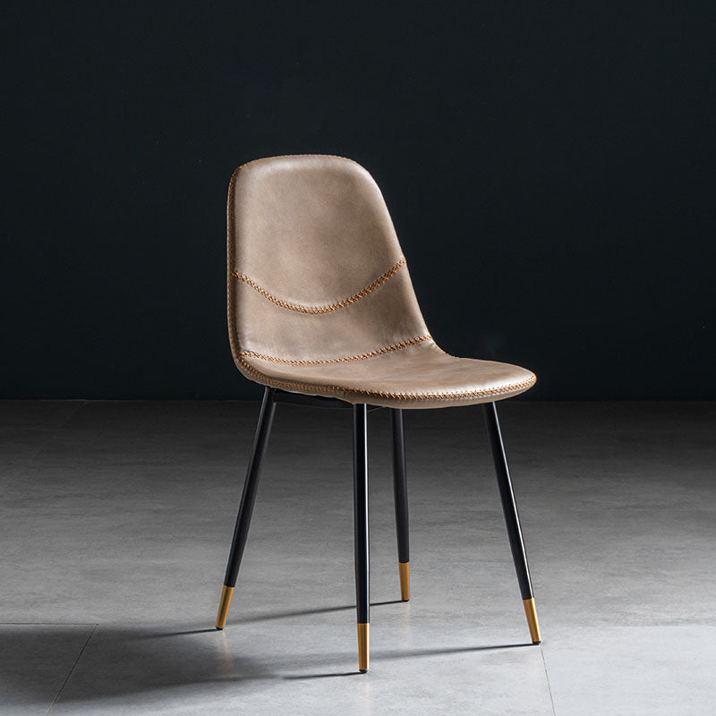 Modern Style Chair Dining Armless Chair with Metal Legs for Kitchen Khaki 1 Piece Black Gold Clearhalo ' kitchen&dining_furn' 'Dining Chairs' 'Dining Tables & Seating' 'dining_chair' 'furn' 'furn_dining_chair' 'Furniture' 'furniture_dining_chair' 'Kitchen & Dining Furniture' 'kitchen' 4641503