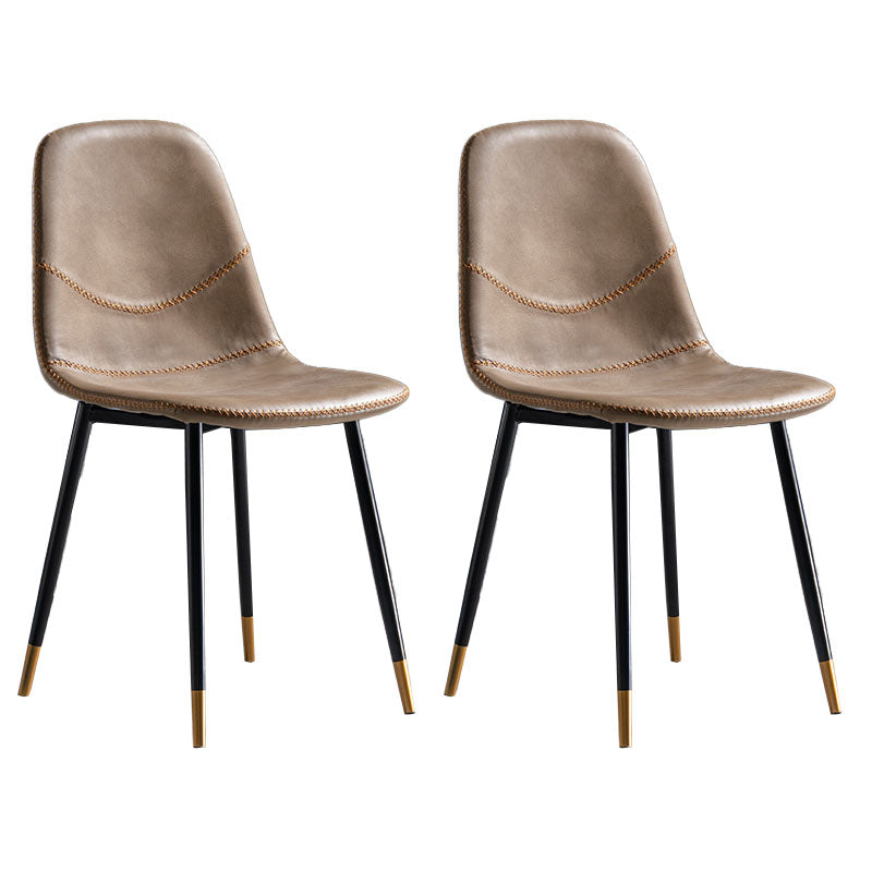 Modern Style Chair Dining Armless Chair with Metal Legs for Kitchen Khaki 2 Piece Set Black Gold Clearhalo ' kitchen&dining_furn' 'Dining Chairs' 'Dining Tables & Seating' 'dining_chair' 'furn' 'furn_dining_chair' 'Furniture' 'furniture_dining_chair' 'Kitchen & Dining Furniture' 'kitchen' 4641504