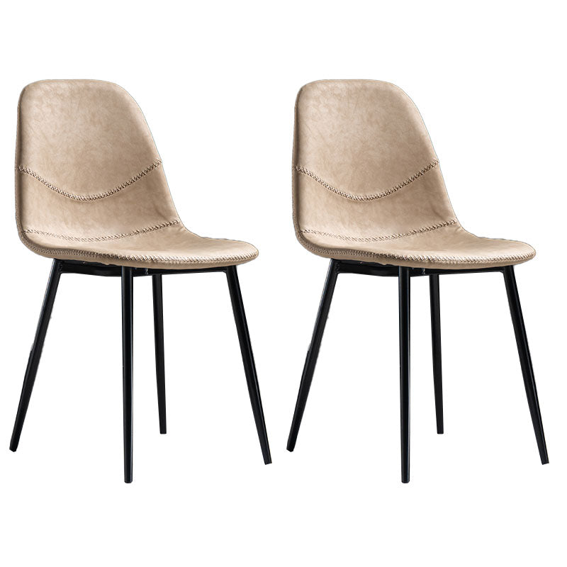 Modern Style Chair Dining Armless Chair with Metal Legs for Kitchen Apricot 2 Piece Set Black Clearhalo ' kitchen&dining_furn' 'Dining Chairs' 'Dining Tables & Seating' 'dining_chair' 'furn' 'furn_dining_chair' 'Furniture' 'furniture_dining_chair' 'Kitchen & Dining Furniture' 'kitchen' 4641507