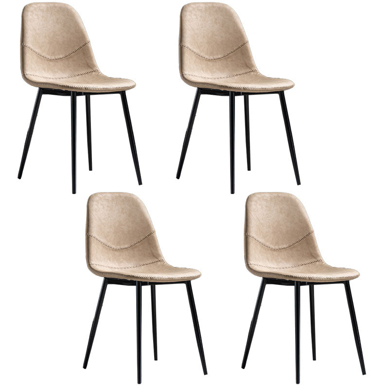 Modern Style Chair Dining Armless Chair with Metal Legs for Kitchen Apricot 4 Piece Set Black Clearhalo ' kitchen&dining_furn' 'Dining Chairs' 'Dining Tables & Seating' 'dining_chair' 'furn' 'furn_dining_chair' 'Furniture' 'furniture_dining_chair' 'Kitchen & Dining Furniture' 'kitchen' 4641508