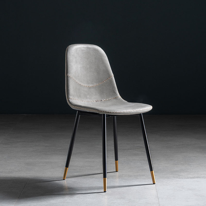 Modern Style Chair Dining Armless Chair with Metal Legs for Kitchen Light Gray 1 Piece Black Gold Clearhalo ' kitchen&dining_furn' 'Dining Chairs' 'Dining Tables & Seating' 'dining_chair' 'furn' 'furn_dining_chair' 'Furniture' 'furniture_dining_chair' 'Kitchen & Dining Furniture' 'kitchen' 4641512