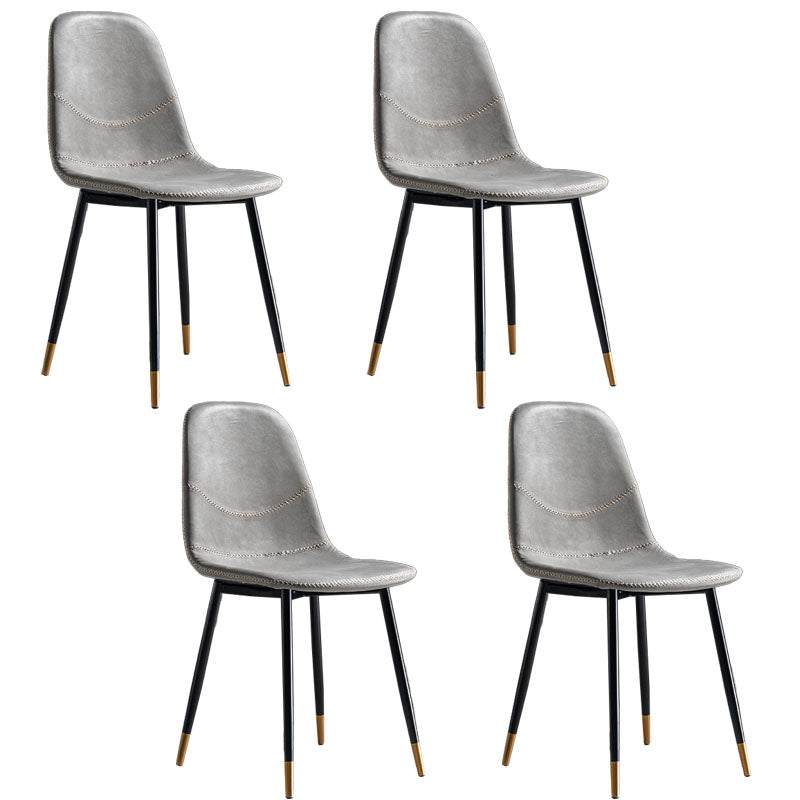 Modern Style Chair Dining Armless Chair with Metal Legs for Kitchen Light Gray 4 Piece Set Black Gold Clearhalo ' kitchen&dining_furn' 'Dining Chairs' 'Dining Tables & Seating' 'dining_chair' 'furn' 'furn_dining_chair' 'Furniture' 'furniture_dining_chair' 'Kitchen & Dining Furniture' 'kitchen' 4641514