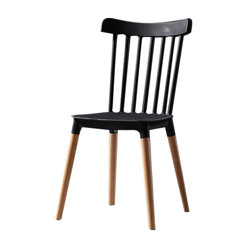 Modern Style Slat Back Chair Dining Armless Chairs with Wooden Legs for Kitchen Black 1 Piece Clearhalo ' kitchen&dining_furn' 'Dining Chairs' 'Dining Tables & Seating' 'dining_chair' 'furn' 'furn_dining_chair' 'Furniture' 'furniture_dining_chair' 'Kitchen & Dining Furniture' 'kitchen' 4641517