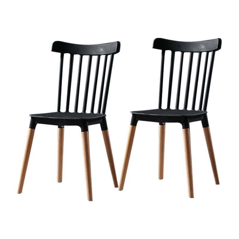 Modern Style Slat Back Chair Dining Armless Chairs with Wooden Legs for Kitchen Black 2 Piece Set Clearhalo ' kitchen&dining_furn' 'Dining Chairs' 'Dining Tables & Seating' 'dining_chair' 'furn' 'furn_dining_chair' 'Furniture' 'furniture_dining_chair' 'Kitchen & Dining Furniture' 'kitchen' 4641519