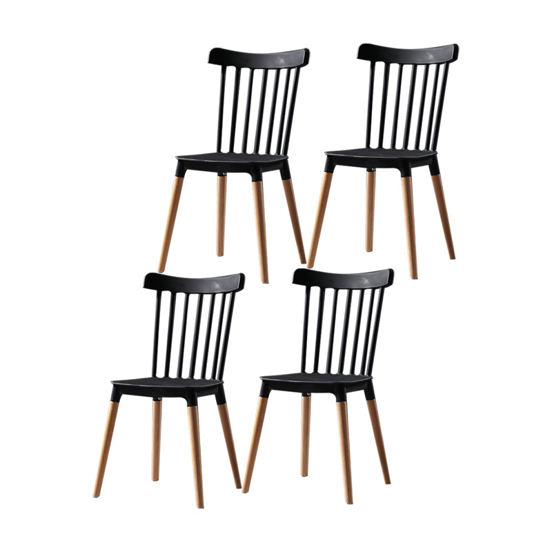 Modern Style Slat Back Chair Dining Armless Chairs with Wooden Legs for Kitchen Black 4 Piece Set Clearhalo ' kitchen&dining_furn' 'Dining Chairs' 'Dining Tables & Seating' 'dining_chair' 'furn' 'furn_dining_chair' 'Furniture' 'furniture_dining_chair' 'Kitchen & Dining Furniture' 'kitchen' 4641520