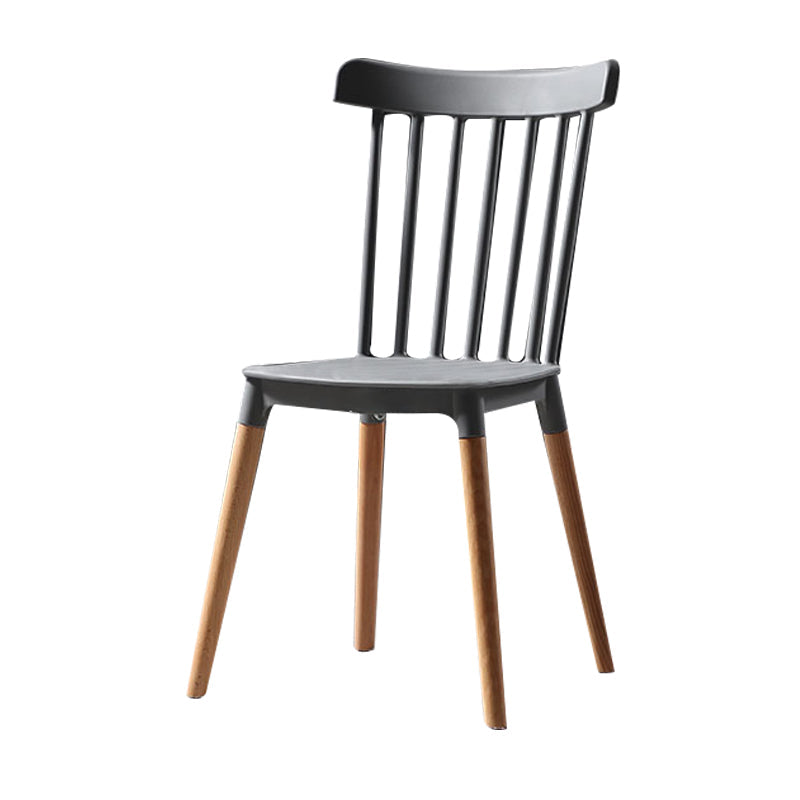 Modern Style Slat Back Chair Dining Armless Chairs with Wooden Legs for Kitchen Dark Gray 1 Piece Clearhalo ' kitchen&dining_furn' 'Dining Chairs' 'Dining Tables & Seating' 'dining_chair' 'furn' 'furn_dining_chair' 'Furniture' 'furniture_dining_chair' 'Kitchen & Dining Furniture' 'kitchen' 4641523