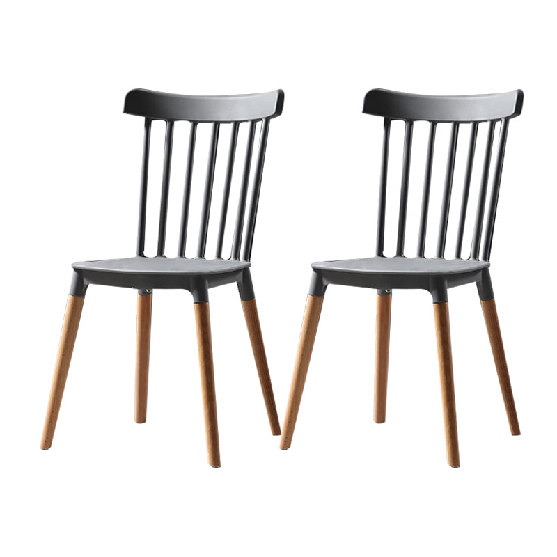 Modern Style Slat Back Chair Dining Armless Chairs with Wooden Legs for Kitchen Dark Gray 2 Piece Set Clearhalo ' kitchen&dining_furn' 'Dining Chairs' 'Dining Tables & Seating' 'dining_chair' 'furn' 'furn_dining_chair' 'Furniture' 'furniture_dining_chair' 'Kitchen & Dining Furniture' 'kitchen' 4641525