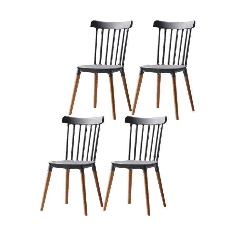 Modern Style Slat Back Chair Dining Armless Chairs with Wooden Legs for Kitchen Dark Gray 4 Piece Set Clearhalo ' kitchen&dining_furn' 'Dining Chairs' 'Dining Tables & Seating' 'dining_chair' 'furn' 'furn_dining_chair' 'Furniture' 'furniture_dining_chair' 'Kitchen & Dining Furniture' 'kitchen' 4641526