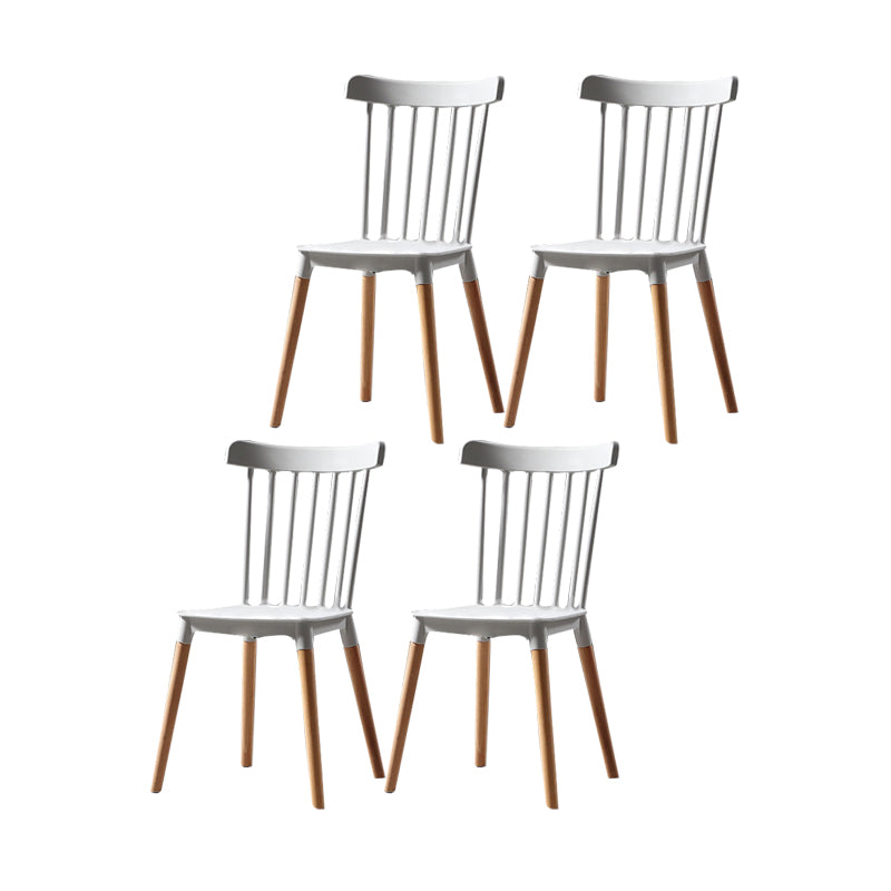Modern Style Slat Back Chair Dining Armless Chairs with Wooden Legs for Kitchen Light Gray 4 Piece Set Clearhalo ' kitchen&dining_furn' 'Dining Chairs' 'Dining Tables & Seating' 'dining_chair' 'furn' 'furn_dining_chair' 'Furniture' 'furniture_dining_chair' 'Kitchen & Dining Furniture' 'kitchen' 4641532
