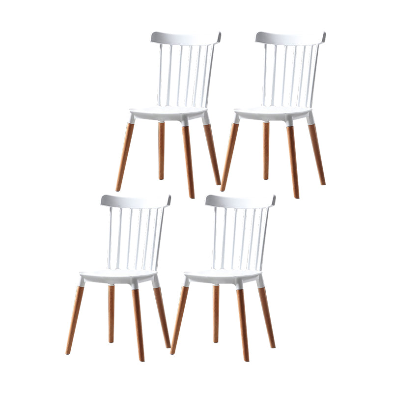 Modern Style Slat Back Chair Dining Armless Chairs with Wooden Legs for Kitchen White 4 Piece Set Clearhalo ' kitchen&dining_furn' 'Dining Chairs' 'Dining Tables & Seating' 'dining_chair' 'furn' 'furn_dining_chair' 'Furniture' 'furniture_dining_chair' 'Kitchen & Dining Furniture' 'kitchen' 4641539