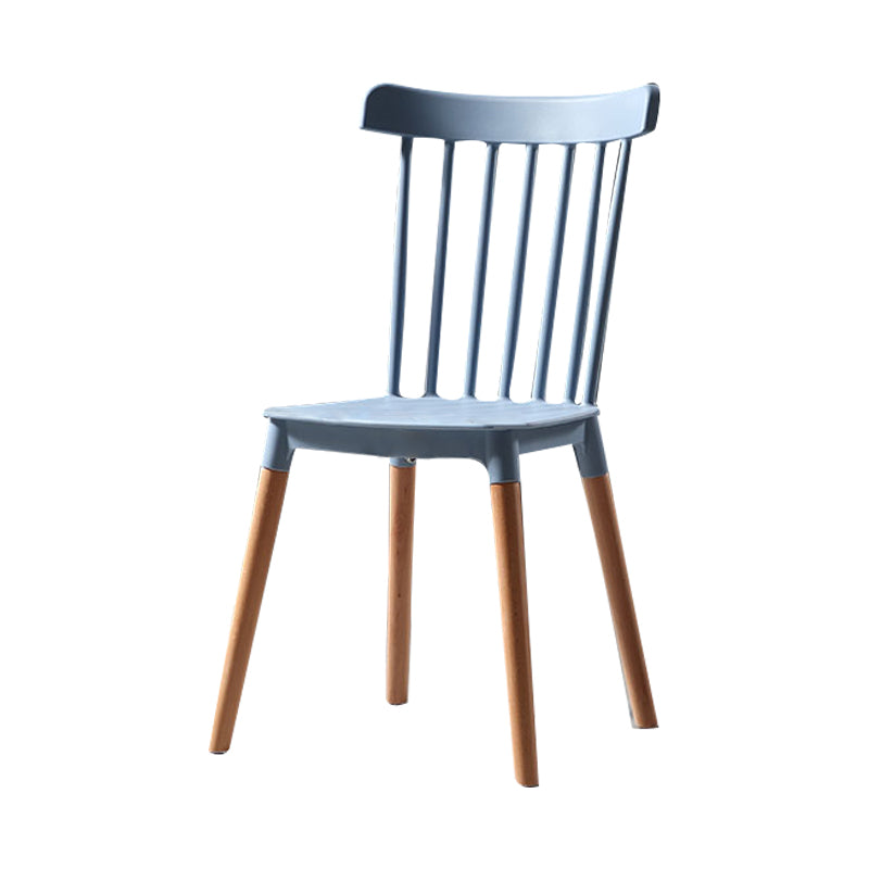 Modern Style Slat Back Chair Dining Armless Chairs with Wooden Legs for Kitchen Blue 1 Piece Clearhalo ' kitchen&dining_furn' 'Dining Chairs' 'Dining Tables & Seating' 'dining_chair' 'furn' 'furn_dining_chair' 'Furniture' 'furniture_dining_chair' 'Kitchen & Dining Furniture' 'kitchen' 4641540