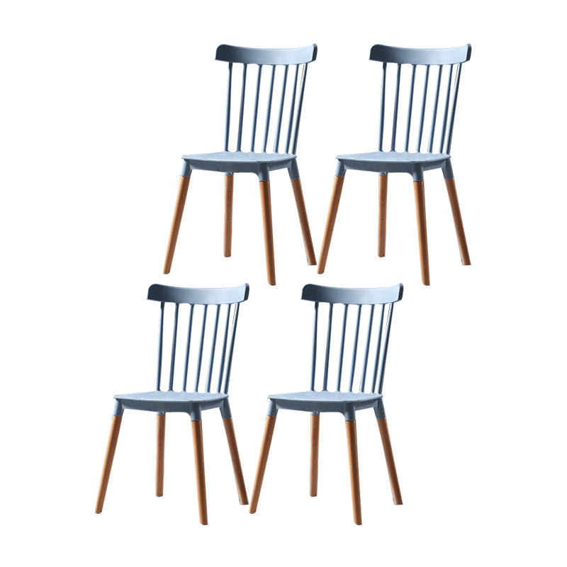 Modern Style Slat Back Chair Dining Armless Chairs with Wooden Legs for Kitchen Blue 4 Piece Set Clearhalo ' kitchen&dining_furn' 'Dining Chairs' 'Dining Tables & Seating' 'dining_chair' 'furn' 'furn_dining_chair' 'Furniture' 'furniture_dining_chair' 'Kitchen & Dining Furniture' 'kitchen' 4641542