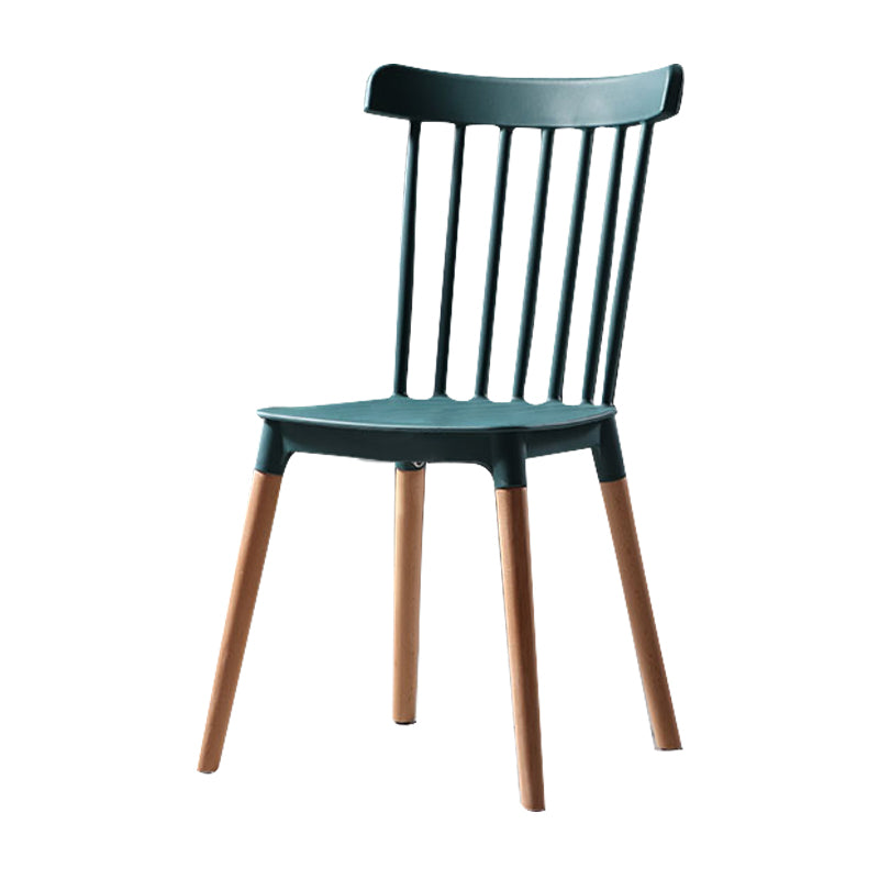 Modern Style Slat Back Chair Dining Armless Chairs with Wooden Legs for Kitchen Peacock Green 1 Piece Clearhalo ' kitchen&dining_furn' 'Dining Chairs' 'Dining Tables & Seating' 'dining_chair' 'furn' 'furn_dining_chair' 'Furniture' 'furniture_dining_chair' 'Kitchen & Dining Furniture' 'kitchen' 4641546