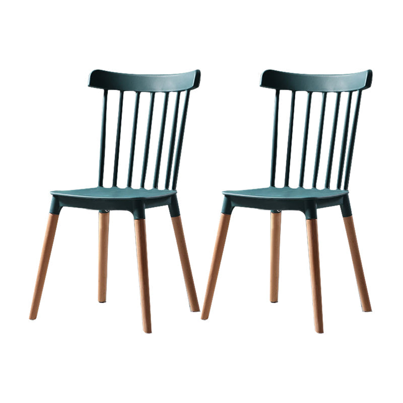 Modern Style Slat Back Chair Dining Armless Chairs with Wooden Legs for Kitchen Peacock Green 2 Piece Set Clearhalo ' kitchen&dining_furn' 'Dining Chairs' 'Dining Tables & Seating' 'dining_chair' 'furn' 'furn_dining_chair' 'Furniture' 'furniture_dining_chair' 'Kitchen & Dining Furniture' 'kitchen' 4641547