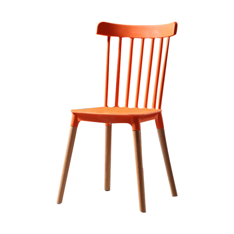 Modern Style Slat Back Chair Dining Armless Chairs with Wooden Legs for Kitchen Orange 1 Piece Clearhalo ' kitchen&dining_furn' 'Dining Chairs' 'Dining Tables & Seating' 'dining_chair' 'furn' 'furn_dining_chair' 'Furniture' 'furniture_dining_chair' 'Kitchen & Dining Furniture' 'kitchen' 4641549
