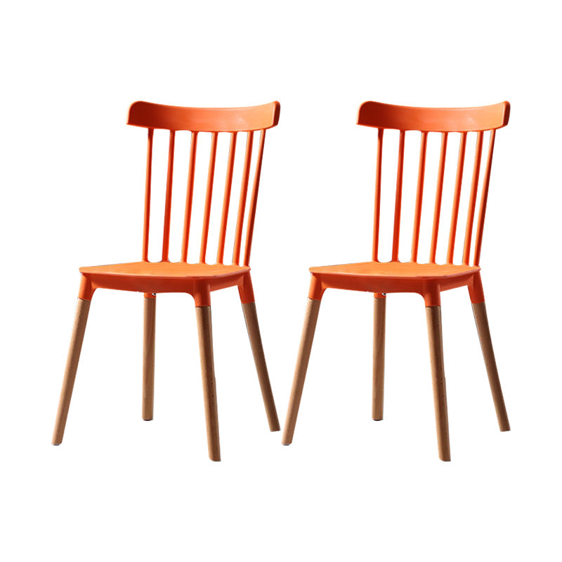 Modern Style Slat Back Chair Dining Armless Chairs with Wooden Legs for Kitchen Orange 2 Piece Set Clearhalo ' kitchen&dining_furn' 'Dining Chairs' 'Dining Tables & Seating' 'dining_chair' 'furn' 'furn_dining_chair' 'Furniture' 'furniture_dining_chair' 'Kitchen & Dining Furniture' 'kitchen' 4641550