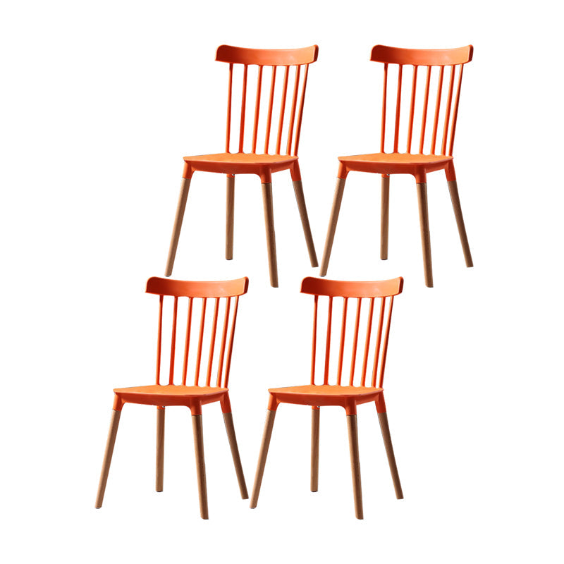 Modern Style Slat Back Chair Dining Armless Chairs with Wooden Legs for Kitchen Orange 4 Piece Set Clearhalo ' kitchen&dining_furn' 'Dining Chairs' 'Dining Tables & Seating' 'dining_chair' 'furn' 'furn_dining_chair' 'Furniture' 'furniture_dining_chair' 'Kitchen & Dining Furniture' 'kitchen' 4641551