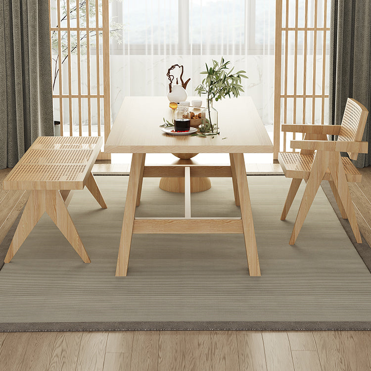 Modern 1/4/5 Pieces Dining Set Rectangle Pine Wood Dining Table for Dining Room 4 Pieces: Wood Table, 1 Natural Chair+1 Wood Stool +1 Bench Clearhalo 'Dining Room Sets' 'Dining Tables & Seating' 'dining_room_set' 'furn' 'furn_dining_room_set' 'Furniture' 'furniture_dining_room_set' 'Kitchen & Dining Furniture' 'kitchen&dining_furn' 'kitchen' 4643831