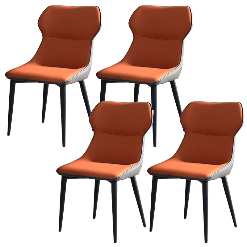 Contemporary 1/4/5/7 Pieces Dining Table and Chairs Leather Dining Chairs Set 4 Orange Chairs Clearhalo 'Dining Room Sets' 'Dining Tables & Seating' 'dining_room_set' 'furn' 'furn_dining_room_set' 'Furniture' 'furniture_dining_room_set' 'Kitchen & Dining Furniture' 'kitchen&dining_furn' 'kitchen' 4644606