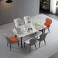 Contemporary 1/4/5/7 Pieces Dining Table and Chairs Leather Dining Chairs Set 7 Pieces: Table, 2 Orange+4 Grey Chairs Clearhalo 'Dining Room Sets' 'Dining Tables & Seating' 'dining_room_set' 'furn' 'furn_dining_room_set' 'Furniture' 'furniture_dining_room_set' 'Kitchen & Dining Furniture' 'kitchen&dining_furn' 'kitchen' 4644607