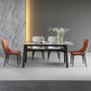 Contemporary 1/4/5/7 Pieces Dining Table and Chairs Leather Dining Chairs Set 5 Pieces: Table, 2 Orange+2 Grey Chairs Clearhalo 'Dining Room Sets' 'Dining Tables & Seating' 'dining_room_set' 'furn' 'furn_dining_room_set' 'Furniture' 'furniture_dining_room_set' 'Kitchen & Dining Furniture' 'kitchen&dining_furn' 'kitchen' 4644609