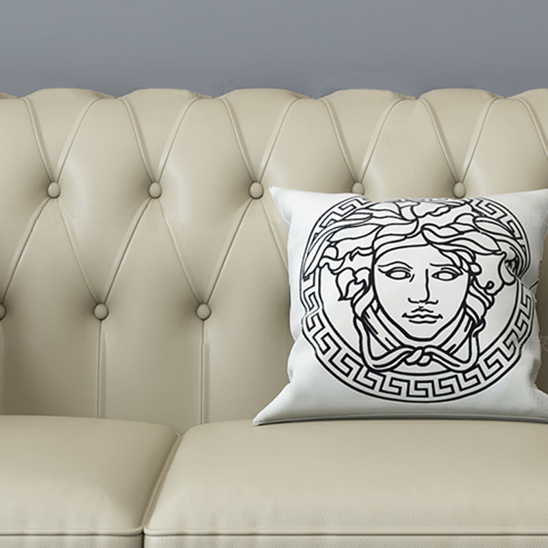 Beige 34.65" H Rolled Arm Glam Sofa with Nailhead Trim for Living Room Clearhalo 'furn' 'furn_sofas' 'Furniture' 'furniture_sofas' 'kitchen' 'kitchen_sofas' 'Living Room Furniture' 'Sofa' 'sofas' 4647717