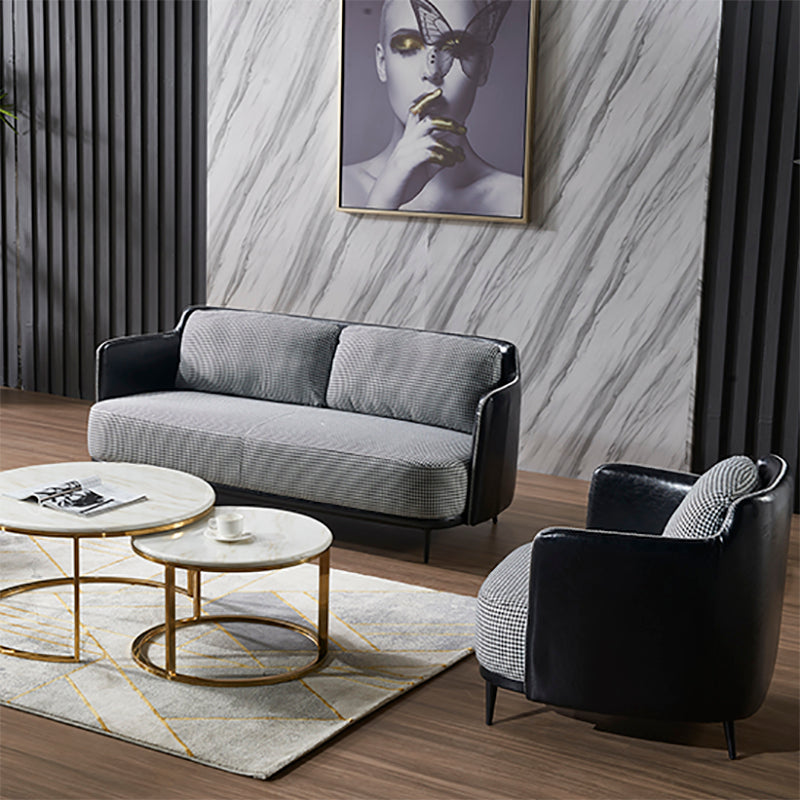 Modern Cotton Square Arm Sofa 29.9 "W with Bolster Pillows for Living Room Clearhalo 'furn' 'furn_sofas' 'Furniture' 'furniture_sofas' 'kitchen' 'kitchen_sofas' 'Living Room Furniture' 'Sofa' 'sofas' 4647725