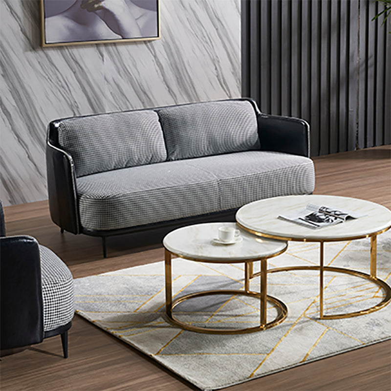 Modern Cotton Square Arm Sofa 29.9 "W with Bolster Pillows for Living Room Black Clearhalo 'furn' 'furn_sofas' 'Furniture' 'furniture_sofas' 'kitchen' 'kitchen_sofas' 'Living Room Furniture' 'Sofa' 'sofas' 4647728