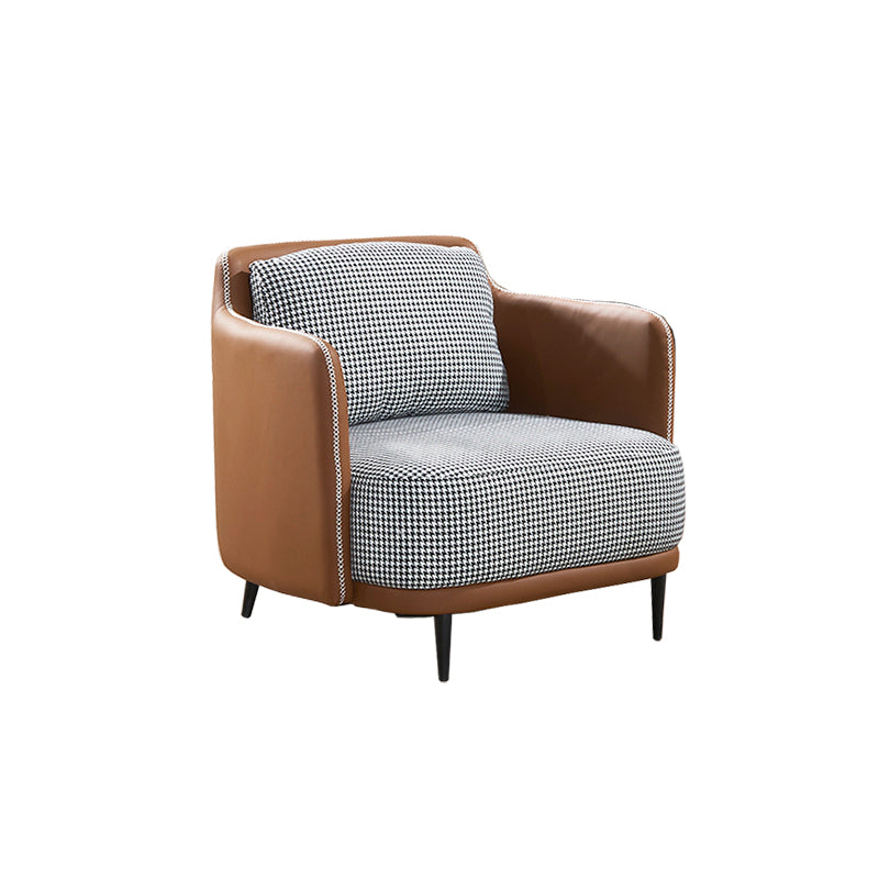 Modern Cotton Square Arm Sofa 29.9 "W with Bolster Pillows for Living Room 31.5"L x 31.5"W x 29.5"H Brown Clearhalo 'furn' 'furn_sofas' 'Furniture' 'furniture_sofas' 'kitchen' 'kitchen_sofas' 'Living Room Furniture' 'Sofa' 'sofas' 4647731