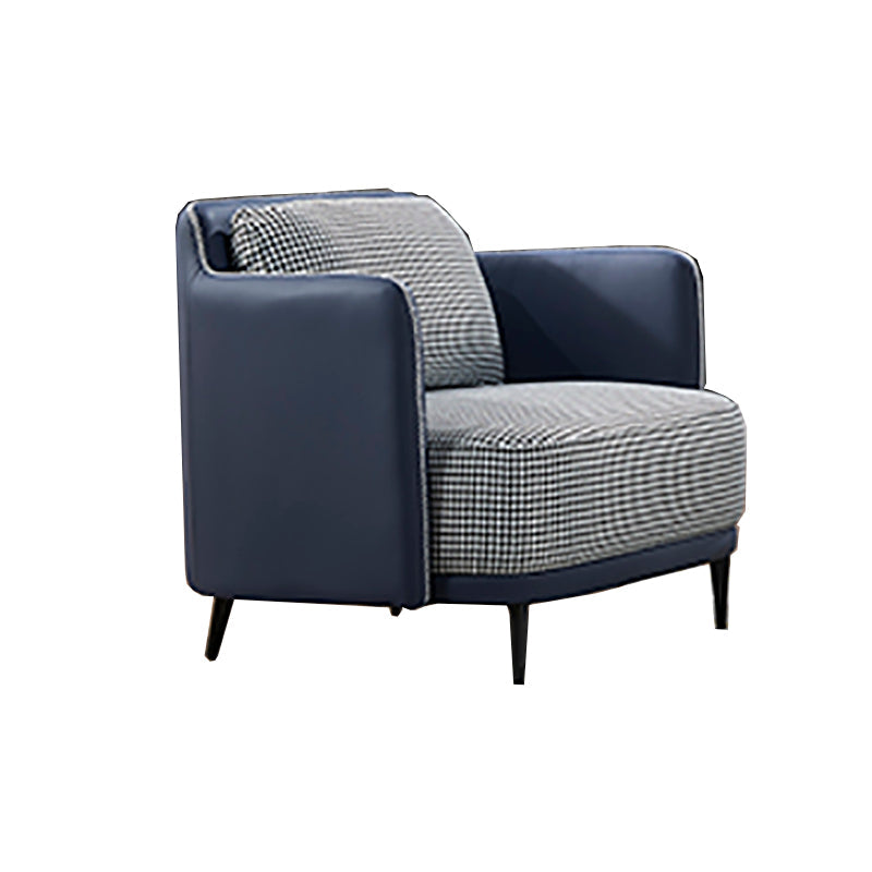 Modern Cotton Square Arm Sofa 29.9 "W with Bolster Pillows for Living Room 31.5"L x 31.5"W x 29.5"H Blue Clearhalo 'furn' 'furn_sofas' 'Furniture' 'furniture_sofas' 'kitchen' 'kitchen_sofas' 'Living Room Furniture' 'Sofa' 'sofas' 4647732